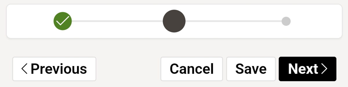 Previous button left-aligned with accompanying text